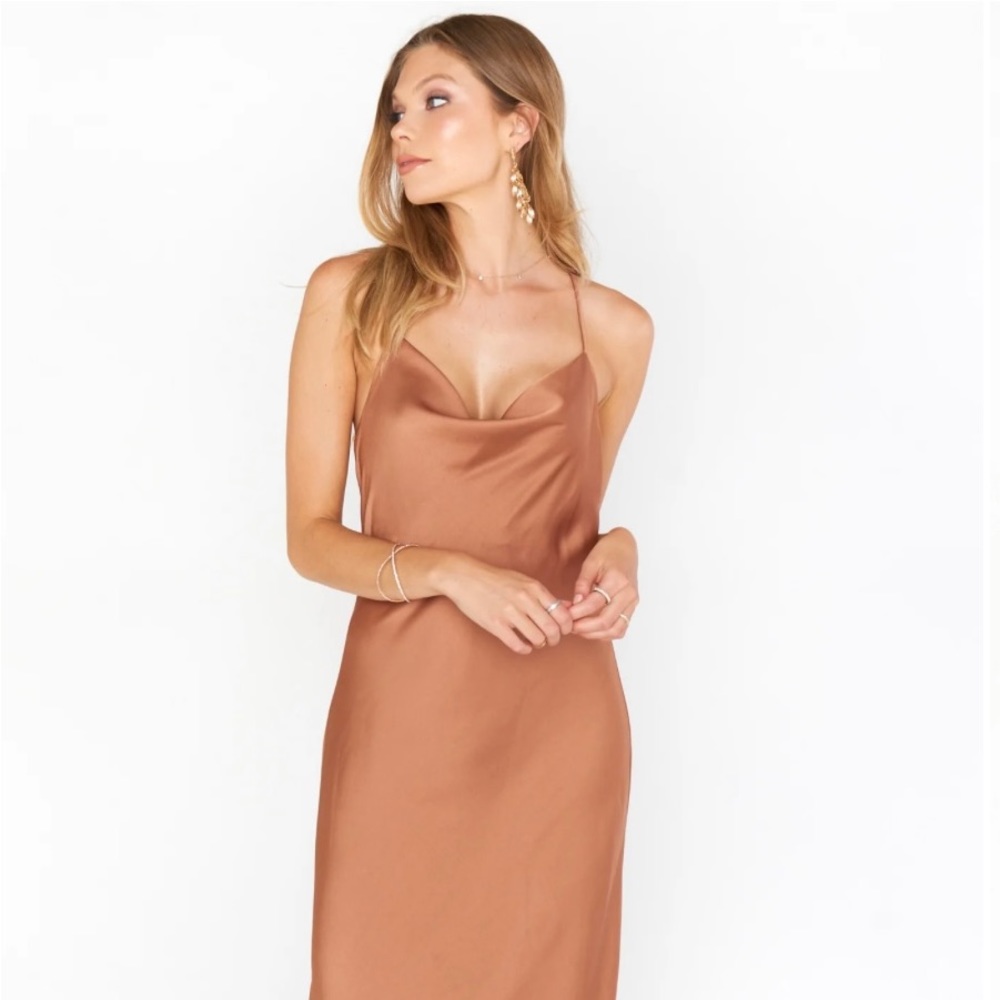 Show me your mumu Tuscany Maxi Slip Dress copper luxe satin Bridemaid